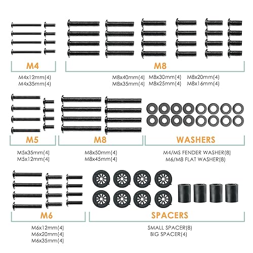 Set di viti VESA universali per TV o monitor fino a 80 pollici, M4 M5 M6 M8 viti TV distanziatori rondelle - Honorern