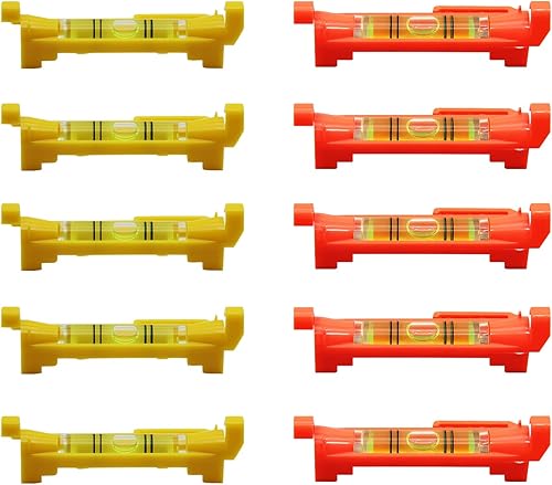 Livella a Filo 10 Pezzi Mini Bubble Spirit Level Livelli per Corde con Ganci Prefabbricati Mini Livella a Bolla per Muratura, Idraulica, Grondaie e Piastrellatura (Giallo e Arancione) - Honorern