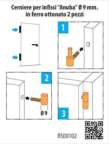 RS01202 - Catenaccio a cannone con contropiastra, ottone lucido, 100 mm. - Honorern