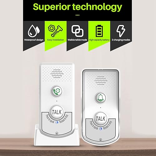 Campanello per Citofono Senza Fili, Campanello Elettronico per Campanello, 2 Vie 1 V 1 Campanello per Citofono Impermeabile Senza Fili con Indicatore Luminoso - Honorern