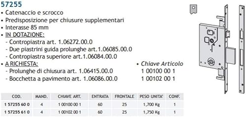CISA 57255-60-0 SERRATURA DOPPIA MAPPA INFIL TRIPL S/A - Honorern