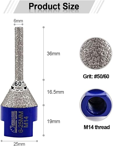 SHDIATOOL Bit di fresatura a dito diamantato smusso bit M14 filo sega a tazza pulizia per piastrelle di porcellana marmo ceramica granito 10-35MM - Honorern