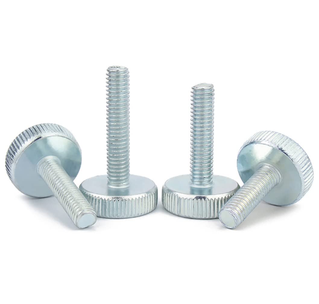 Vite a Testa Zigrinata, Viti a Testa Piatta Zigrinate in Acciaio al Carbonio Zincato Pomello a Testa Zigrinata, M8x35mm, 4 pcs - Honorern