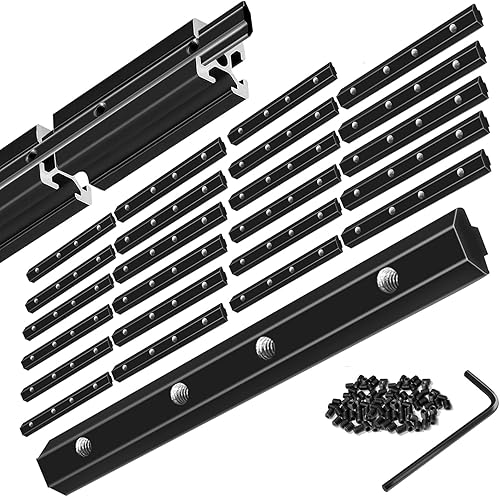 24pcs 2020 Staight Connettore Staffa Angolo Piastra Giunto 2020 Hardware T-Slotted Accessori V-Slot con Viti per Accessori per Stampanti 3D Nero 8020 Profilo in Alluminio - Honorern