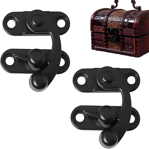 2 ganci antichi vintage, chiusura rapida, gancio di bloccaggio, gancio di bloccaggio piccolo, 33 mm x 28 mm, gancio destro per coniglietto, coniglietto di bloccaggio per piccole casse di legno, - Honorern