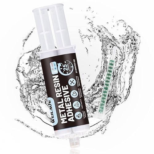 Colla Bicomponente, Colla Metallo, Colla Bicomponente per Plastica, Colla per Legno Extra Forte, Colla per Plastica Polimerizzazione di 25 Minuti per Metallo, Legno, 50 ml, Nero - Honorern