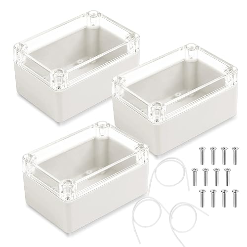 Cassetta di Derivazione 100 x 68 x 50 mm, Scatola Elettrica da Esterno da 3 Pacchi, Custodia in Plastica con Copertura Trasparente Custodia per Progetto Universale, Scatola di Giunzione - Honorern