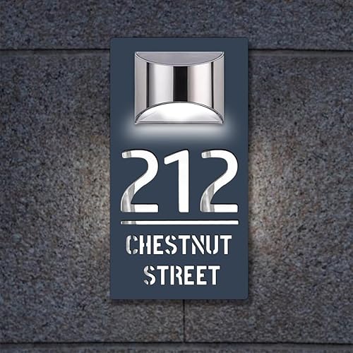 Numero civico solare personalizzato Targhe Numeri di Porta Illuminati Segni Targa Personalizzata Moderna Indirizzo Nome Targa Esterno Luce,strada LED segno della porta personalizzabile (Rettangolo) - Honorern
