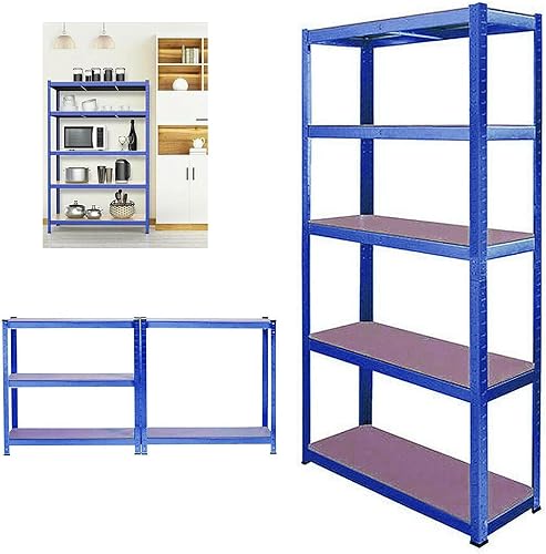 Scaffalatura per cantina con 5 ripiani regolabili, 170 x 75 x 30 cm, portata fino a 875 kg, senza bulloni, facile da montare per garage, officina, dispensa, colore: blu - Honorern