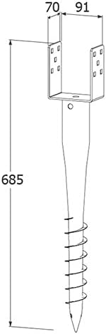 Base di supporto per recinzione zincata con staffa quadrata, 90 x 685 mm - Honorern