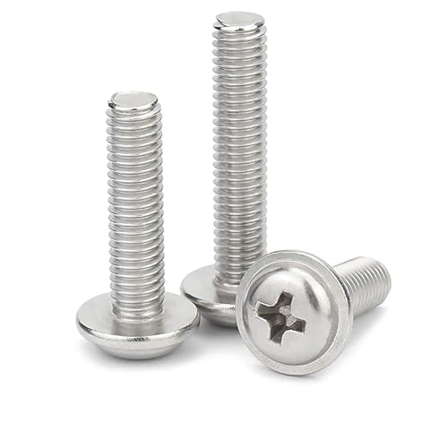 Viti a Croce a Testa Bombata Viti a Macchina in Acciaio Inox 304 Bulloni Phillips a Testa Tonda Flangiata M6x16mm (20 Pezzi) - Honorern