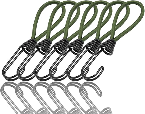 6 Pezzi Corda Elastica Corta per Tenda, Tenda con Coulisse Fissa, Cinghie Elastiche Corte con Ganci, Corda Elastica Corda Elastica per Fissare Teloni Esterni Tende Campeggi - Honorern