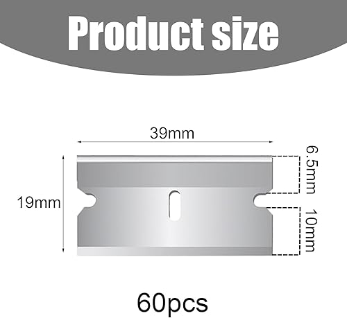 60Pcs Lame di Ricambio per Raschietti, Acciaio al Carbonio Raschietto Razor Blade Spatola, Rimozione Adesivo in plastica, Rimozione della Colla in Vinile - Honorern