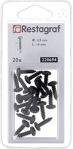 Viti a lamiera testa cilindrica bombata Pozidrive in Blister, 4,8 mm x 16 mm, DIN 7981, zinco nero, confezione da 20 - Honorern