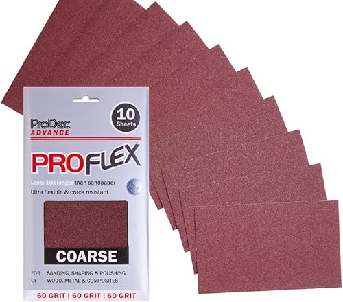 Carta vetrata Advance Advance, 10 fogli, a grana grossa Proflex, ultra flessibile e resistente alle crepe, resistente alle crepe, per levigare il legno, 9 x 5,5 pollici, 230 x 140 mm - Honorern