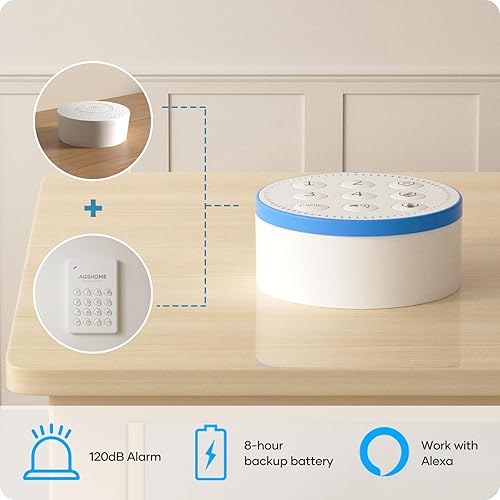 Edizione Migliorata AGSHOME Allarme Casa Senza Fili, Allarme Casa con Tastiera, Allarme 120dB, Batteria di Soccorso 8h, Controllo Remoto, Protezione 24/7, Controllo Vocale Alexa, Compatibile con Alexa - Honorern