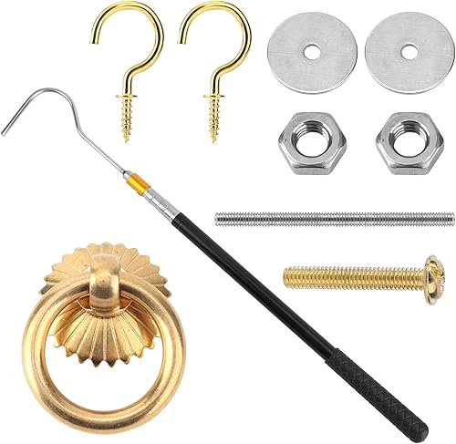 Kit Sistema Discesa Scala, Pratico Kit Sistema Discesa Scala Soffitta con Tirante Retrattile Fino a 164cm con Gancio M4 Vite Dado Kit Sistema Discesa Scala Soffitta Accessori Scala Soffitta - Honorern