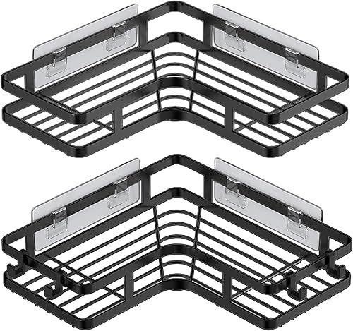 Mensola Doccia Senza Foratura, 2 Pezzi Mensole Bagno Senza Foratura, Mensola per Doccia Adesiva Angolare, Accessori Doccia. - Honorern