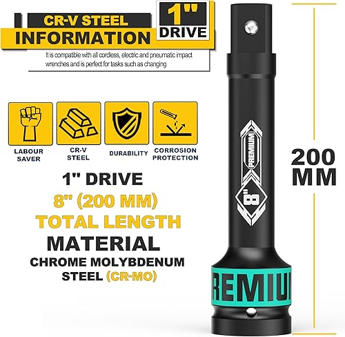 Prolunga Cricchetto 1', Prolunga 200 mm, Barra di Estensione a Impatto per Chiavi a Bussola - Honorern