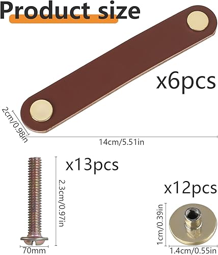 Maniglie in Pelle per Mobili, 6 Pz Maniglie Mobili in Pelle, Maniglie per Armadi, Cinghie in Pelle, Maniglie per Mobili e Pomelli per Armadi, per Cassetti, Mobili, Armadi da Cucina - Honorern