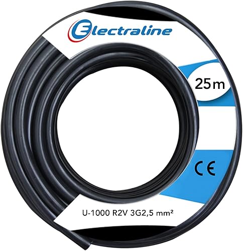 Electraline 20218288D - Cavo 25 metri, colore: Nero - Honorern