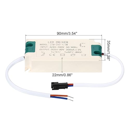 PATIKIL 18-24W 300mA Driver LED Alimentatore, AC 85-265V Uscita 54-80V DC Maschio Connettore Costante Corrente Raddrizzatore Trasformatore Esterno Alimentazione per Lampade LED - Honorern