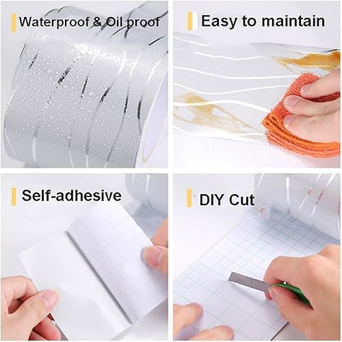 5m Bordi Adesivi for Pareti Bordi for Carta da Parati Autoadesivi, Impermeabile, Autoadesiva, Bordo Adesivo for Carta da Parati for Cucina Bagno (Color : Brushed Silver, Size : 10cm(W) X5m(L)) - Honorern