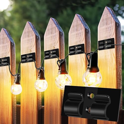 Clip per Luci da All'aperto, 30PZ Ganci per Luci Natalizie da Appendere Senza Danni con Strisce Adesive, Vacanza Luce Gancio Clip per Luci Sospese Decorazioni e Cavi Natalizi - Trasparente - Honorern