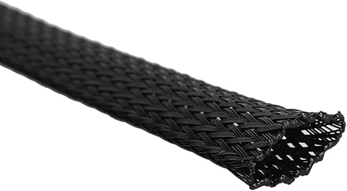 Guaina Cavo Intrecciata Manicotto Estendibile 6mm 10m PET Nero per Cavi di Domestici e per Ufficio - Honorern