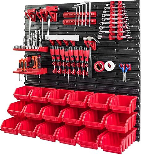 Parete degli attrezzi con scatole impilabili, 1152 x 780 mm, set di supporti per attrezzi e 20 pezzi - Honorern