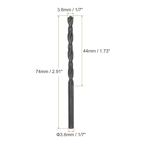 10pz Punte da Trapano Jobber 3,6mm (1/7') in Acciaio ad Alta Velocità Rivestito in Nitruro (HSS) 4241 per Acciaio Inossidabile Rame Metallo Legno Plastica, Nero - Honorern