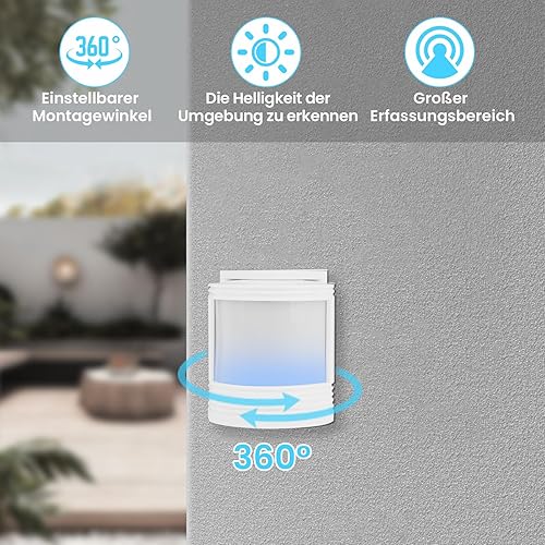 PHYSEN - Sistema di allarme wireless di sicurezza domestica, portata 150 m, 58 suonerie, 5 livelli di volume, indicatore LED (2 sensori di movimento + 2 ricevitori - Honorern