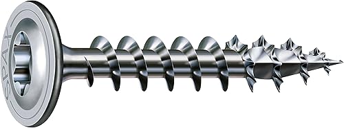 Spax 0251720800505 - Vite per legno, T-Star plus, 4 tagli, filettatura piena, Wirox, P5J C4, 8 x 50 mm, 50 pz - Honorern