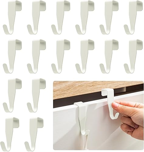 16 Pezzi Gancio Sopra la Porta Interne, Appendiabiti da Porta Bianco Gancio Accappatoio Doccia, Gancetti Attaccapanni in Metallo per Bagno, Cucina, Cassetto, Dormitorio - Honorern