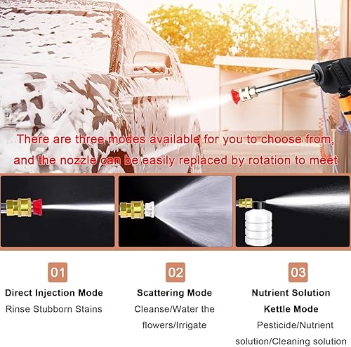 Idropulitrice Portatile Senza Fili, Idropulitrice Senza Fili con 2 Batterie, 21V Idropulitrice Portatile, 2 Ugelli Multiuso, Idropulitrice Elettrica Senza Fili per Auto/Pavimenti/Esterni/Giardino - Honorern