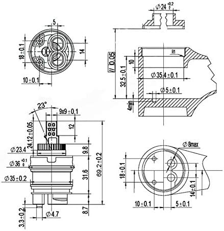 Cartuccia Interna per Miscelatore a Leva per Rubinetto, in plastica con Disco in Ceramica da 35 mm / 40 mm, per Vasca da Bagno e Doccia, Ceramica, 35 mm - Honorern