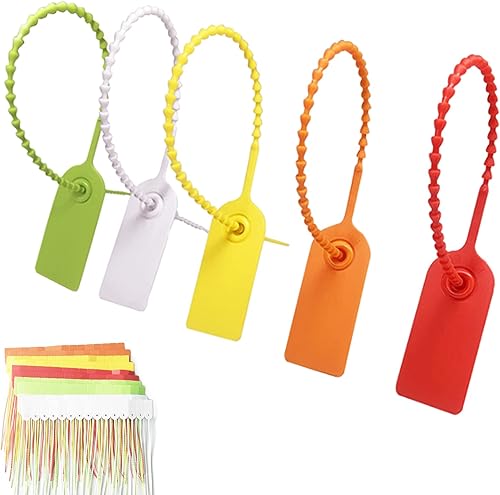 100 Pz Etichette Fascette Plastica, Fascetta Multicolore di Plastica, Plastica Sigilli Sicurezza Etichette, Fascette Plastica, Fascette Anticontraffazione per Abbigliamento e Logistica (5 Colori) - Honorern