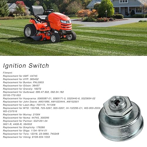 Interruttore di Avviamento Accensione, Interruttore a Chiave in Metallo, 365402 Parti del Sistema del Circuito del Trattore Per Tosaerba in Metallo con 2 Chiavi di Ricambio Per John Deere - Honorern