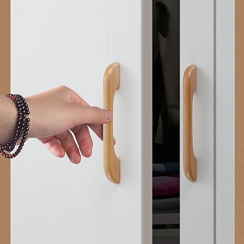 4Pcs Maniglia in Legno Maniglie Dell'armadio in Legno Maniglia del Cassetto Mobili in Legno Maniglia Della Porta per la Cassetto Dell'armadio Lunghezza Complessiva 126mm(Piatto) - Honorern