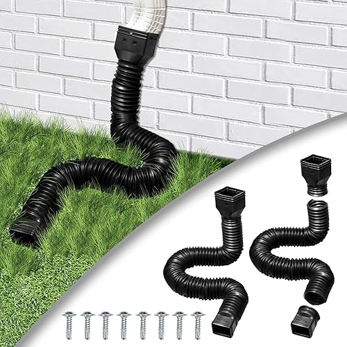 Vikye 2 Pezzi di Estensione per Grondaia per Grondaia, 20-59 Pollici per Grondaia Estesa, Prolunga per Scarico Retrattile (Nero) - Honorern