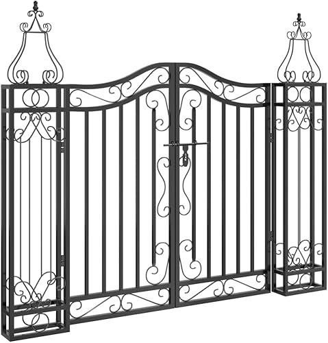 Cancello Giardino Esterno,Cancello da Giardino Nero 121x8x100 cm in Ferro Battuto,Cancelletto Giardino Esterno，Cancello Esterno,Cancelli per Esterno，Cancello Pedonale da Esterno - Honorern