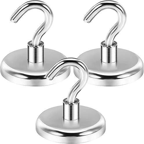 Wukong 72.5KG(160LB) Calamite Potenti Ganci Adesivi,3 Pezzi Ganci Magnetici,42mm Magnete Potente Ganci Magneti Neodimio,Calamita Potente Ganci Adatto per Garage, cucina, bagnoe e Outdoor - Honorern