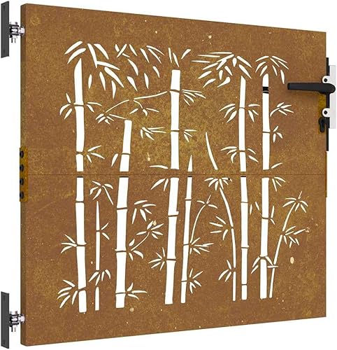 vidaXL Cancello da Giardino 85x75 cm in Acciaio Corten Design bambù, cancello in Metallo, cancello da Giardino Anteriore, cancello da Giardino con Serratura - Honorern