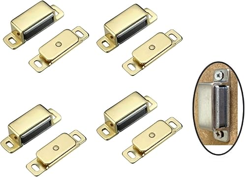 Confezione da 4 magneti per armadietti, resistenti magneti per ante di armadietti, 6 kg, color bronzo antico, resistenti, con viti, per chiusura di armadietti da bagno e cucina, chiudiporta - Honorern