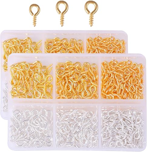 800 Pezzi Occhielli a Vite, 3 Diverse Dimensioni Occhi a Vite Ganci, Occhio Bulloni Ganci Avvitabili con Filettatura, Viti a Occhiello per Ciondoli, Perle, Creazione di Gioielli(4/4.5/5mm) - Honorern