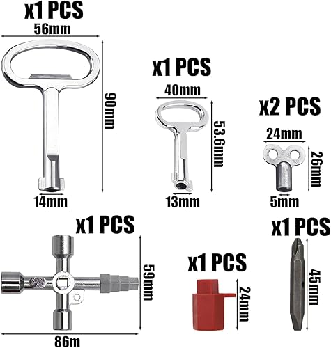 7 chiavi per radiatore, chiave per radiatore, chiave per radiatore, chiave universale, chiave per radiatore, chiave principale, chiave multifunzione - Honorern