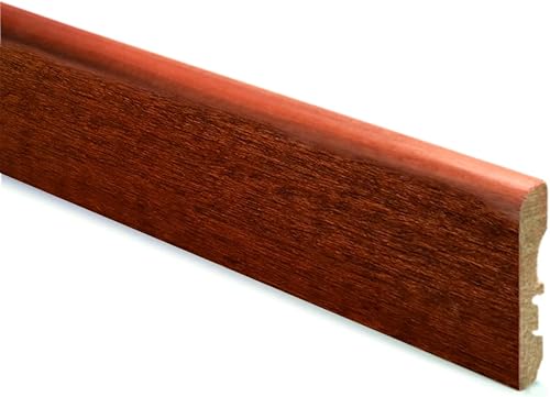 CONF. 10 PZ BATTISCOPA IMPIALLACCIATO PASSAFILO 13X70X2250MM VARIE FINITURE (MOGANO) - Honorern