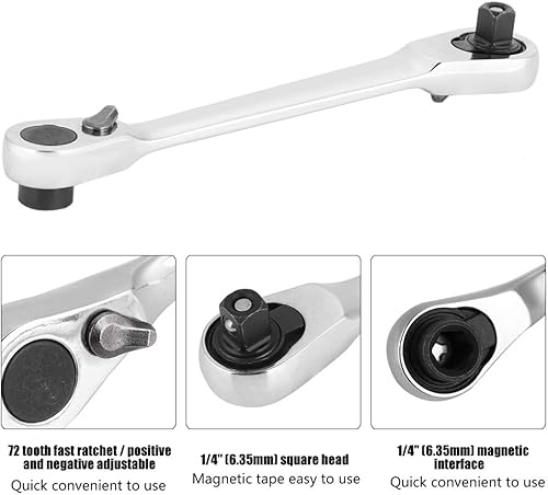 Chiave a Cricchetto a Cricchetto, Mini Cacciavite da 1/4 di Pollice Chiave Dinamometrica Esagonale a 72 Denti Chiave a Cricchetto per Azionamento Reversibile per Officina di Manutenzione di(130mm) - Honorern