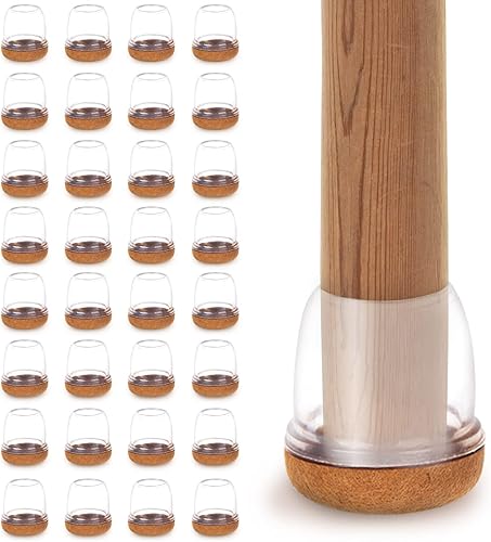 32 tappi per gambe della sedia con feltro, protezioni per gambe della sedia, calzini in gomma con cuscinetti in feltro per pavimenti in legno duro, piastrelle e pavimenti in laminato (marrone, 14-19 - Honorern