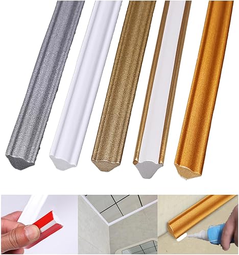 Modanature decorative autoadesive, 300 cm, listello decorativo, autoadesive, flessibili, per soffitto, autoadesive, da parete (M-argento-3M) - Honorern